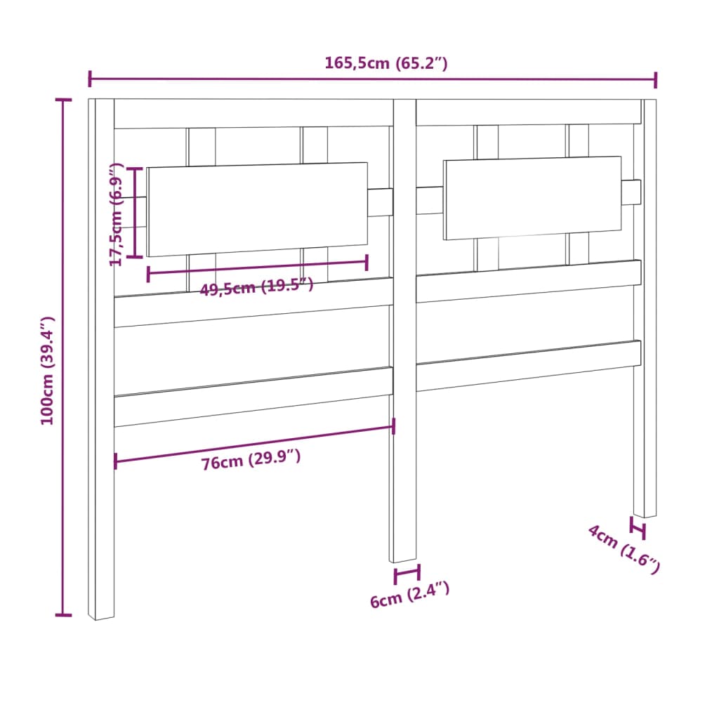 Testiera per Letto ambra 165,5x4x100 cm Legno Massello di Pino | homemem39