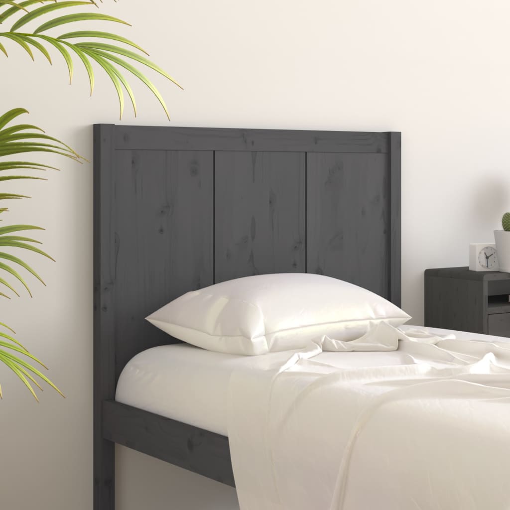 Testiera per Letto Grigia 80,5x4x100 cm Legno Massello di Pino - homemem39