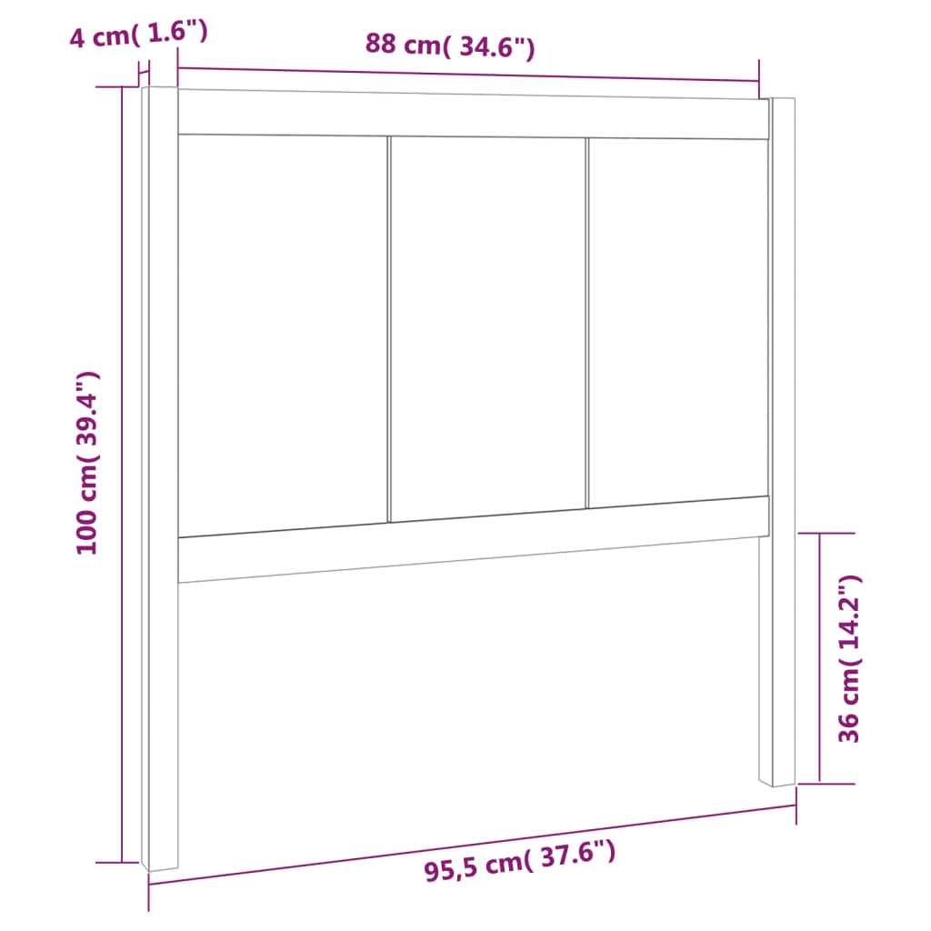 Testiera per Letto Nera 95,5x4x100 cm in Legno Massello di Pino | homemem39