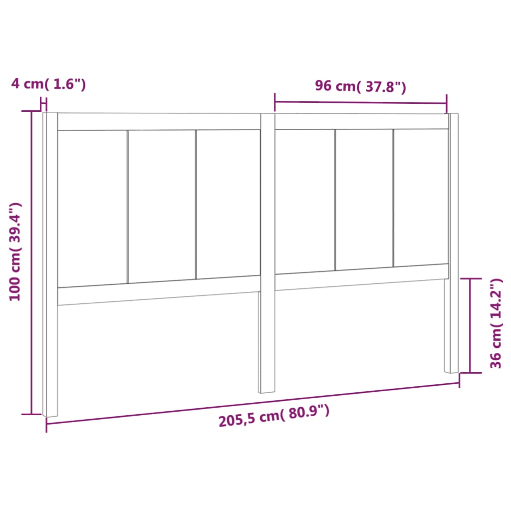 Testiera per Letto ambra 205,5x4x100 cm Legno Massello di Pino - homemem39