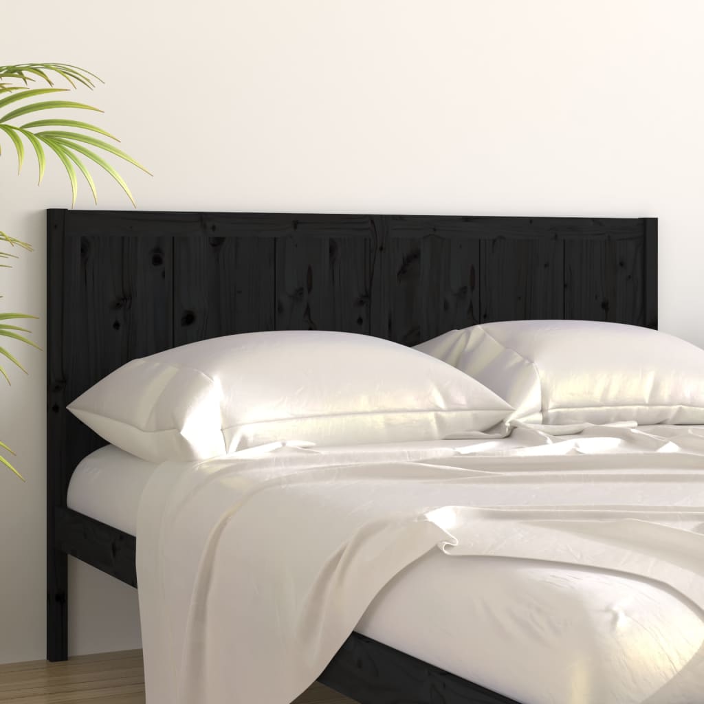 Testiera per Letto Nera 205,5x4x100cm in Legno Massello di Pino - homemem39