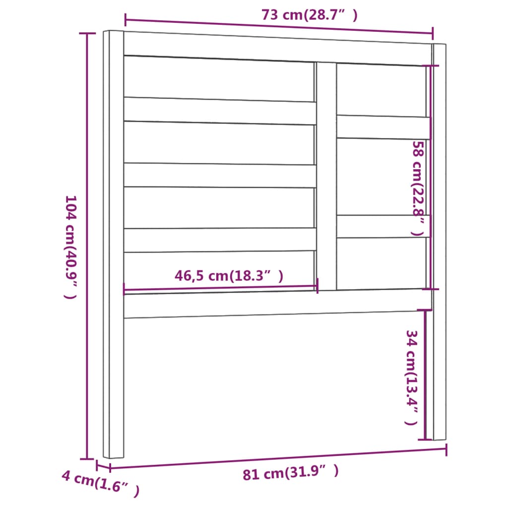 Testiera per Letto Grigia 81x4x104 cm in Legno Massello di Pino | homemem39