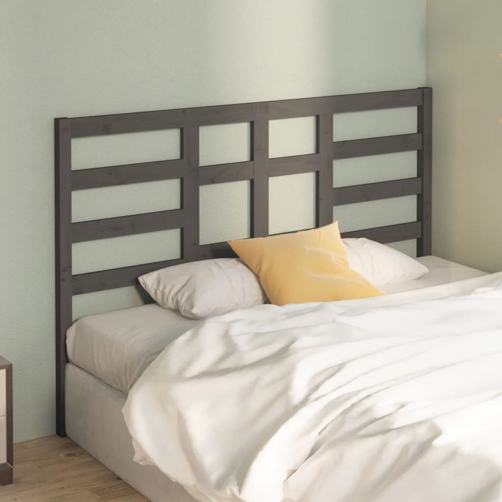 Testiera per Letto Grigia 126x4x104cm in Legno Massello di Pino - homemem39