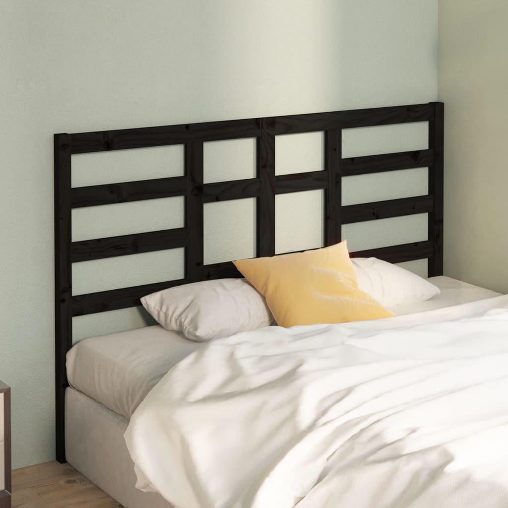 Testiera per Letto Nera 126x4x104 cm in Legno Massello di Pino - homemem39