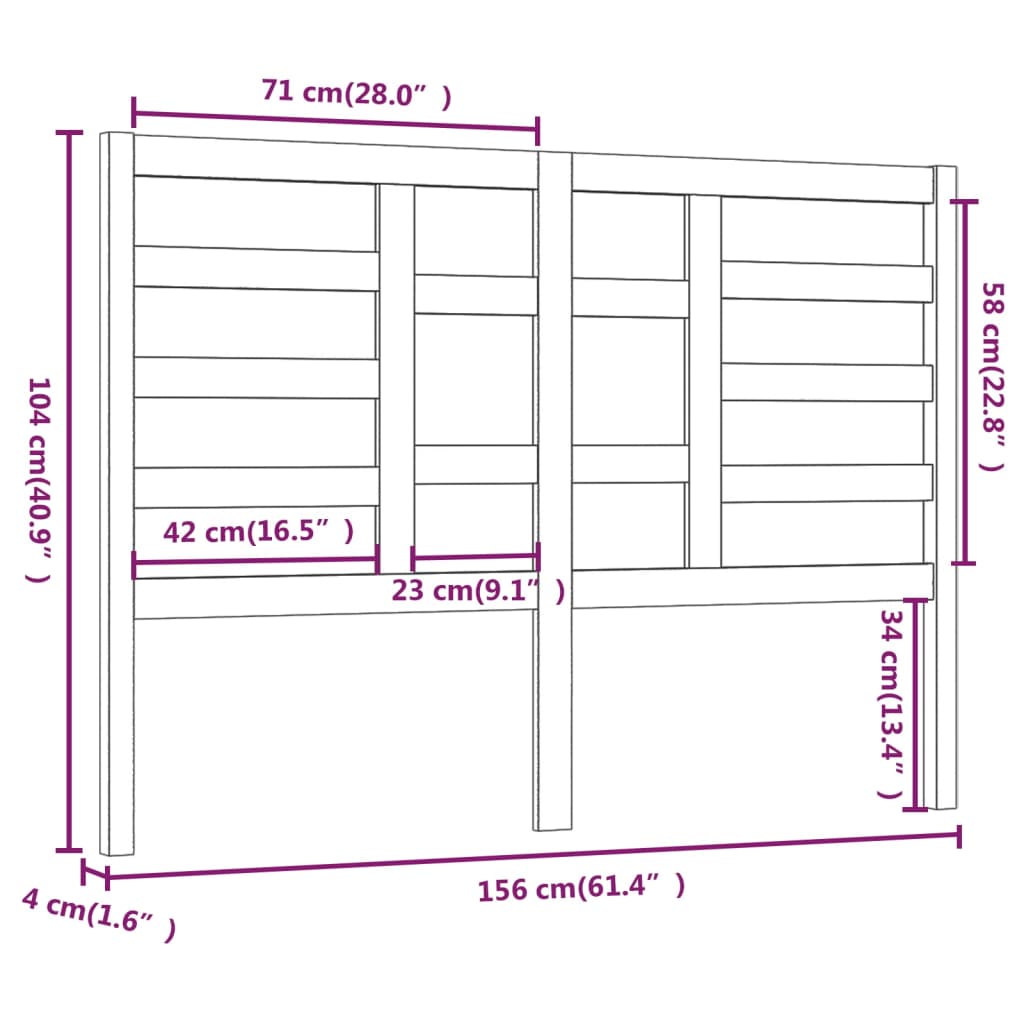 Testiera per Letto Grigia 156x4x104cm in Legno Massello di Pino | homemem39