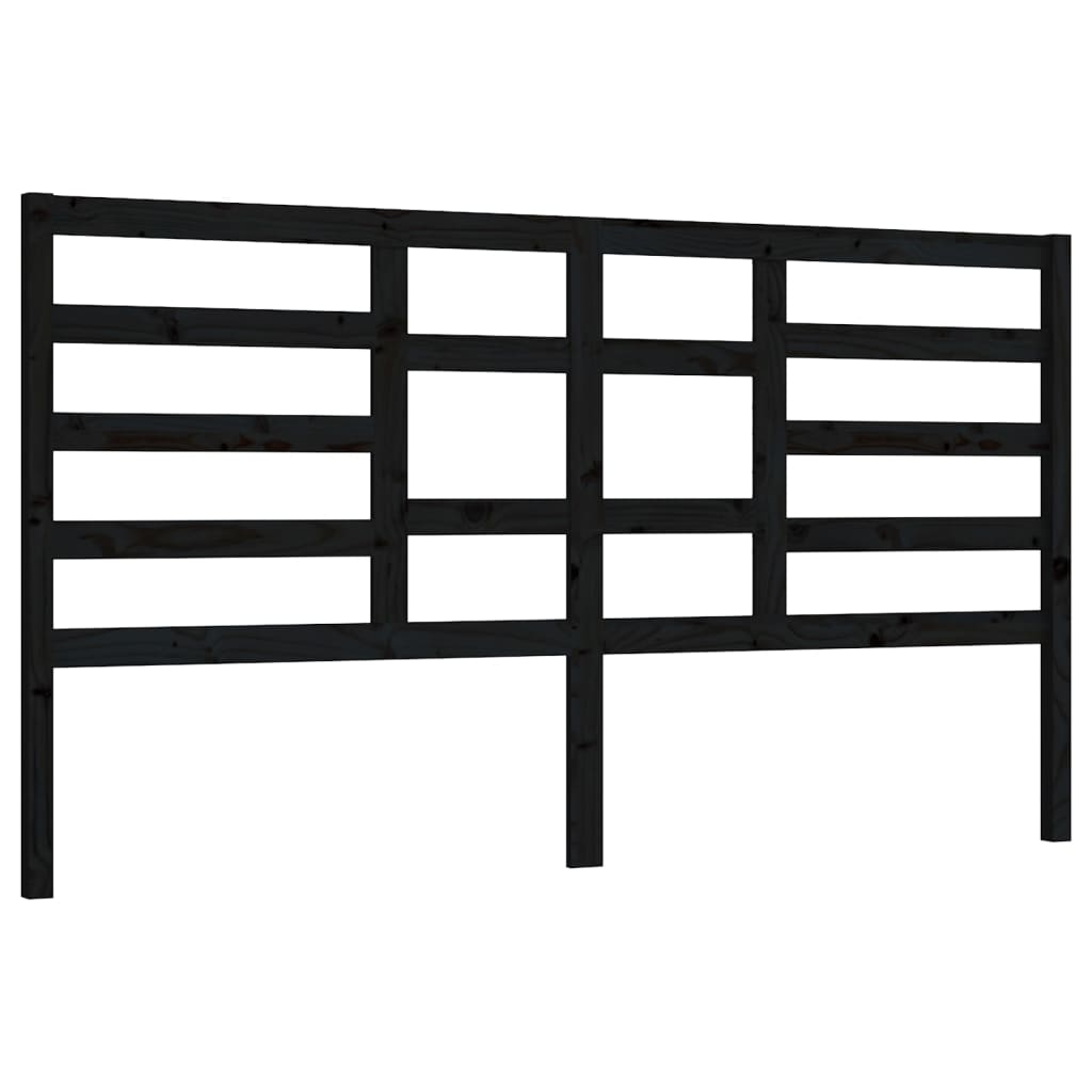 Testiera per Letto Nera 186x4x104 cm in Legno Massello di Pino - homemem39