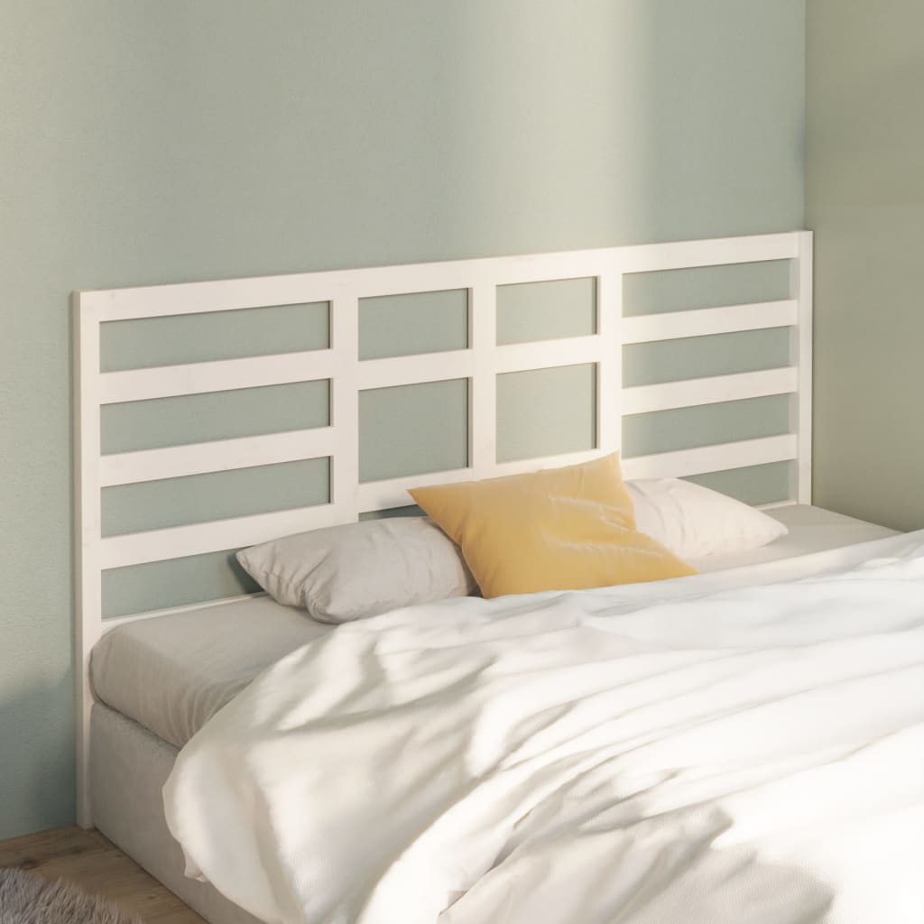 Testiera per Letto Bianca 206x4x104 cm Legno Massello di Pino - homemem39