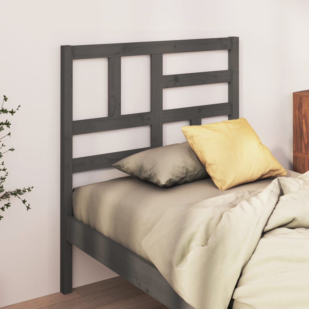 Testiera per Letto Grigia 106x4x104cm in Legno Massello di Pino - homemem39