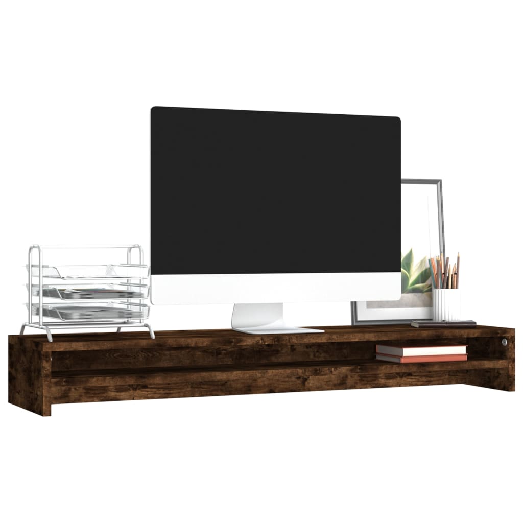 Supporto per Monitor Rovere Fumo 100x24x13 cm Legno Multistrato - homemem39