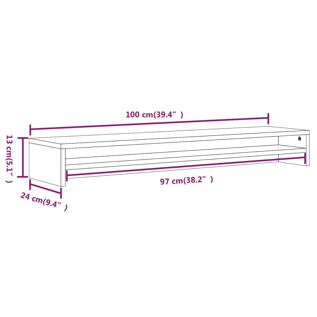 Supporto per Monitor Rovere Fumo 100x24x13 cm Legno Multistrato - homemem39