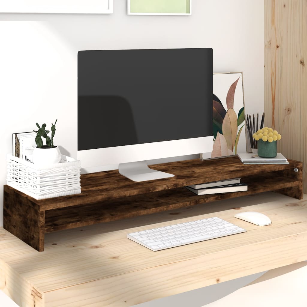 Supporto per Monitor Rovere Fumo 100x24x13 cm Legno Multistrato - homemem39