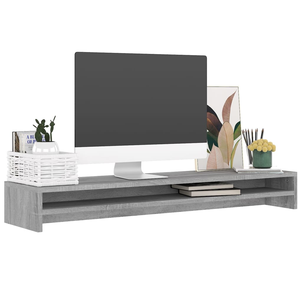 Supporto Monitor Grigio Sonoma 100x24x13cm in Legno Multistrato - homemem39