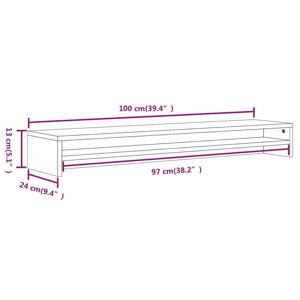 Supporto Monitor Grigio Sonoma 100x24x13cm in Legno Multistrato - homemem39