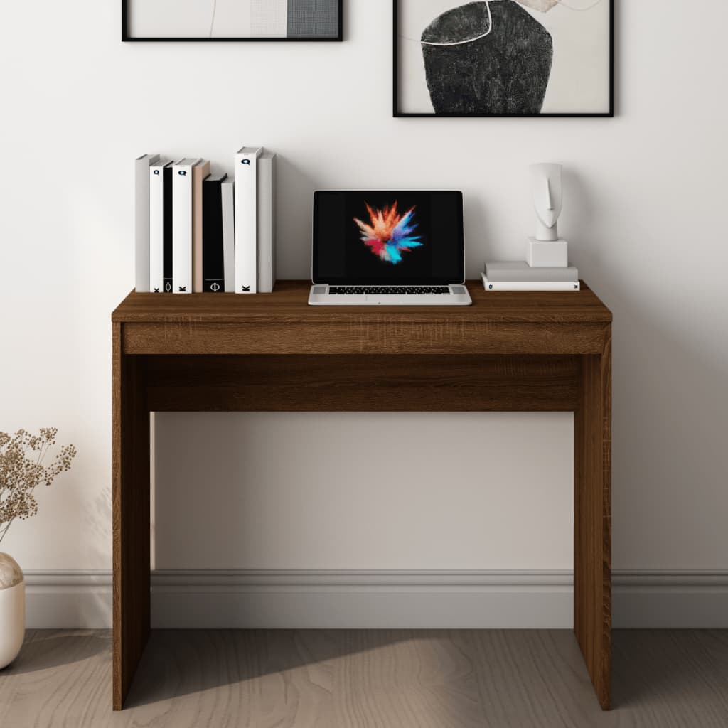 Scrivania Rovere Marrone 90x40x72 cm in Legno Multistrato - homemem39