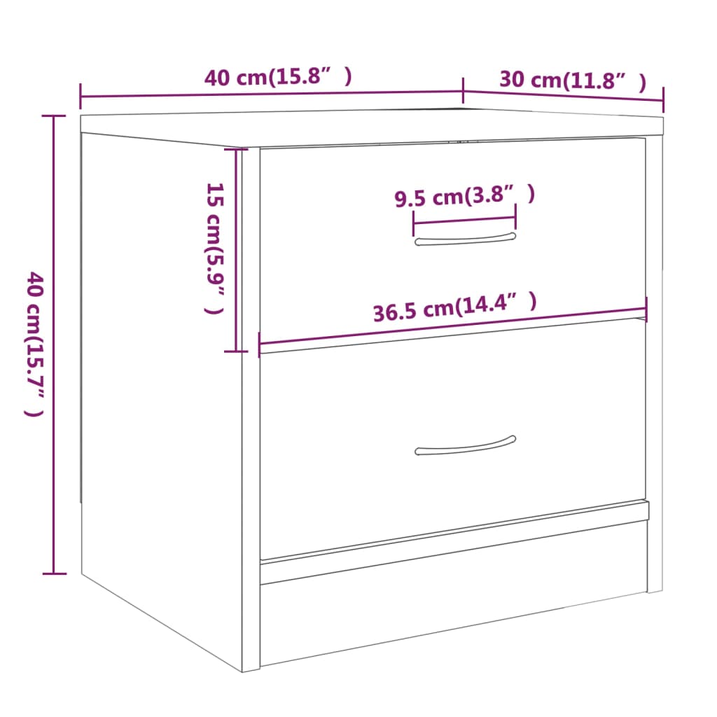Comodino Rovere Fumo 40x30x40 cm in Legno Ingegnerizzato | homemem39