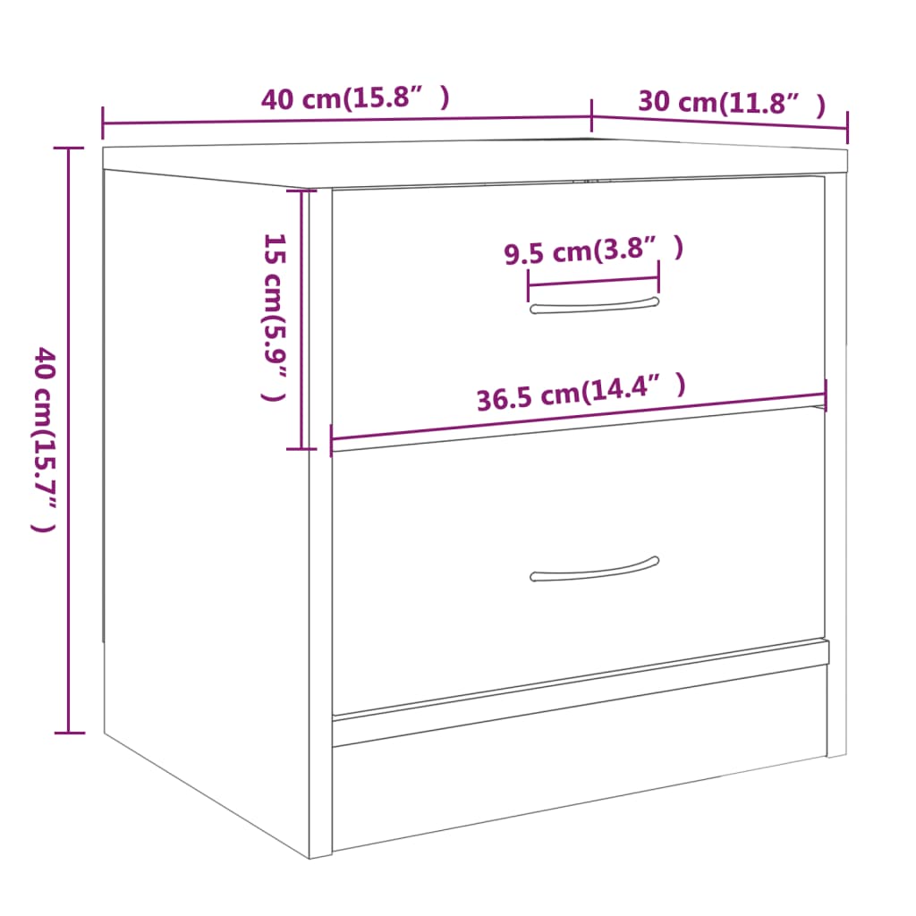 Comodini 2pz Grigio Sonoma 40x30x40 cm in Truciolato | homemem39