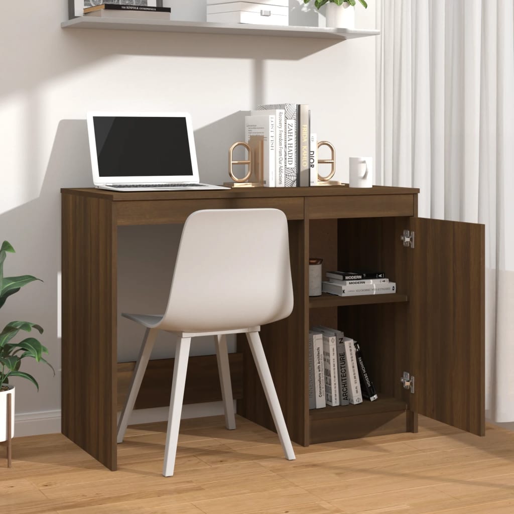 Scrivania Rovere Marrone 100x50x76 cm in Legno Multistrato - homemem39