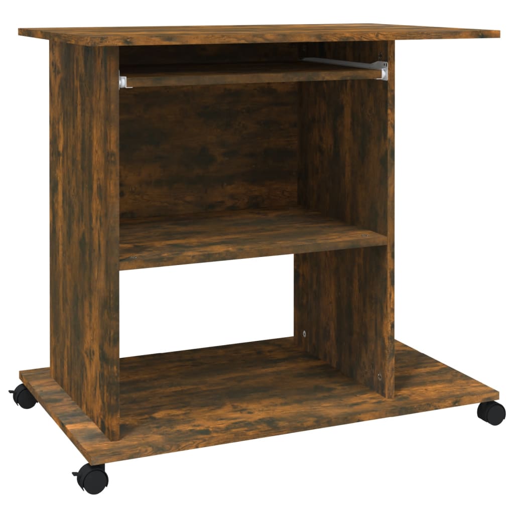 Scrivania per Computer Rovere Fumo 80x50x75cm Legno Multistrato - homemem39