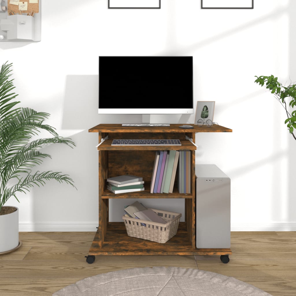 Scrivania per Computer Rovere Fumo 80x50x75cm Legno Multistrato - homemem39