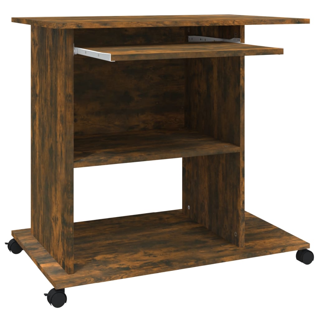 Scrivania per Computer Rovere Fumo 80x50x75cm Legno Multistrato - homemem39