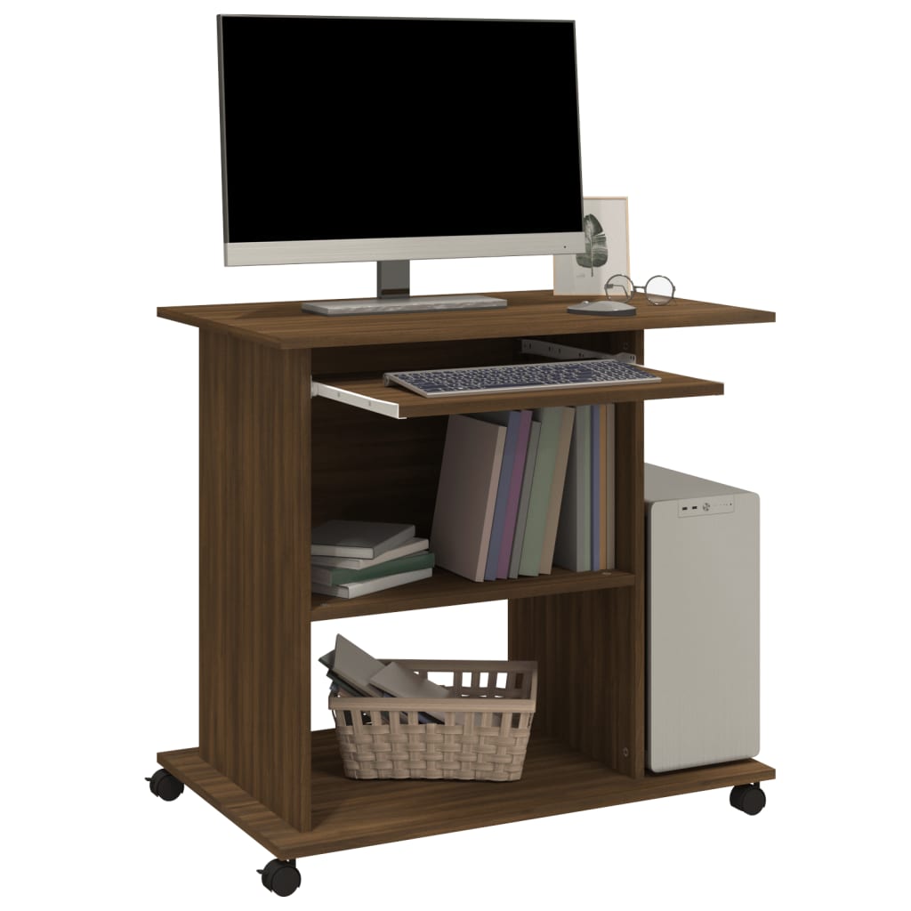 Scrivania Computer Rovere Marrone 80x50x75 cm Legno Multistrato - homemem39
