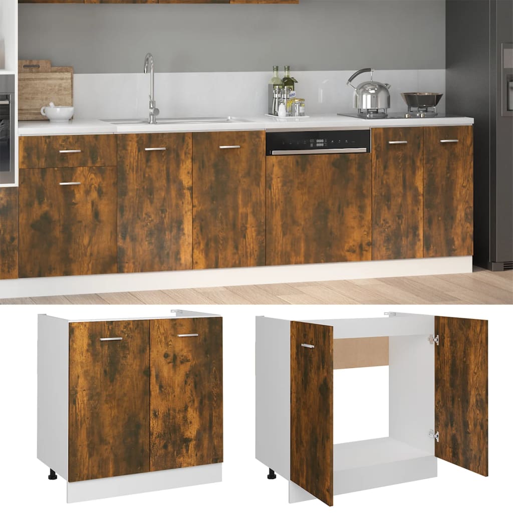 Mobile Sottolavello “Lyon” Rovere Fumo 80x46x81,5 cm - homemem39