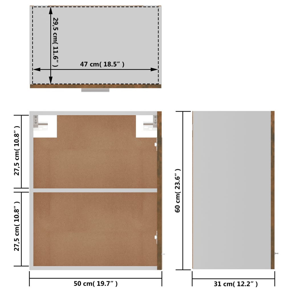 Mobile Pensile “Lyon” Rovere Fumo 50x31x60 cm - homemem39