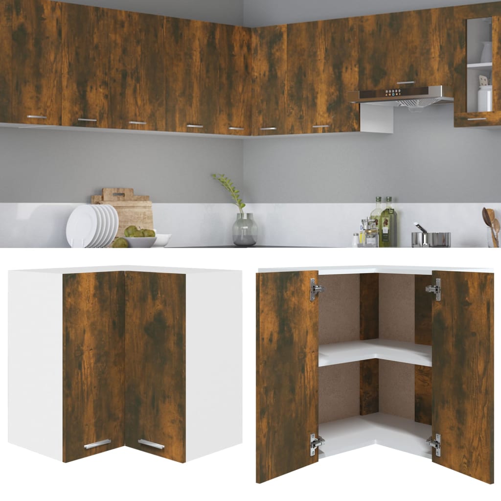 Mobile Pensile Angolo “Lyon” Rovere Fumo 57x57x60 cm - homemem39