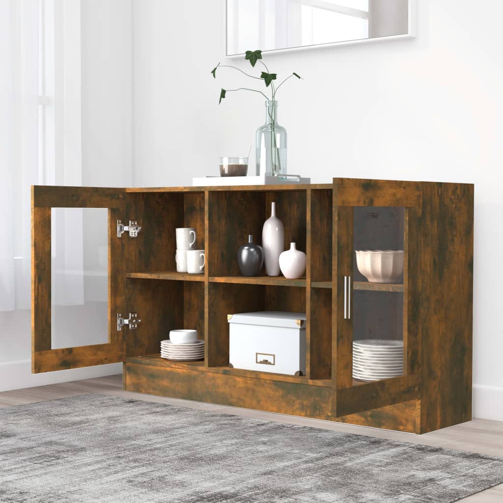 Mobile Vetrina Rovere Fumo 120x30,5x70 cm in Legno Multistrato - homemem39