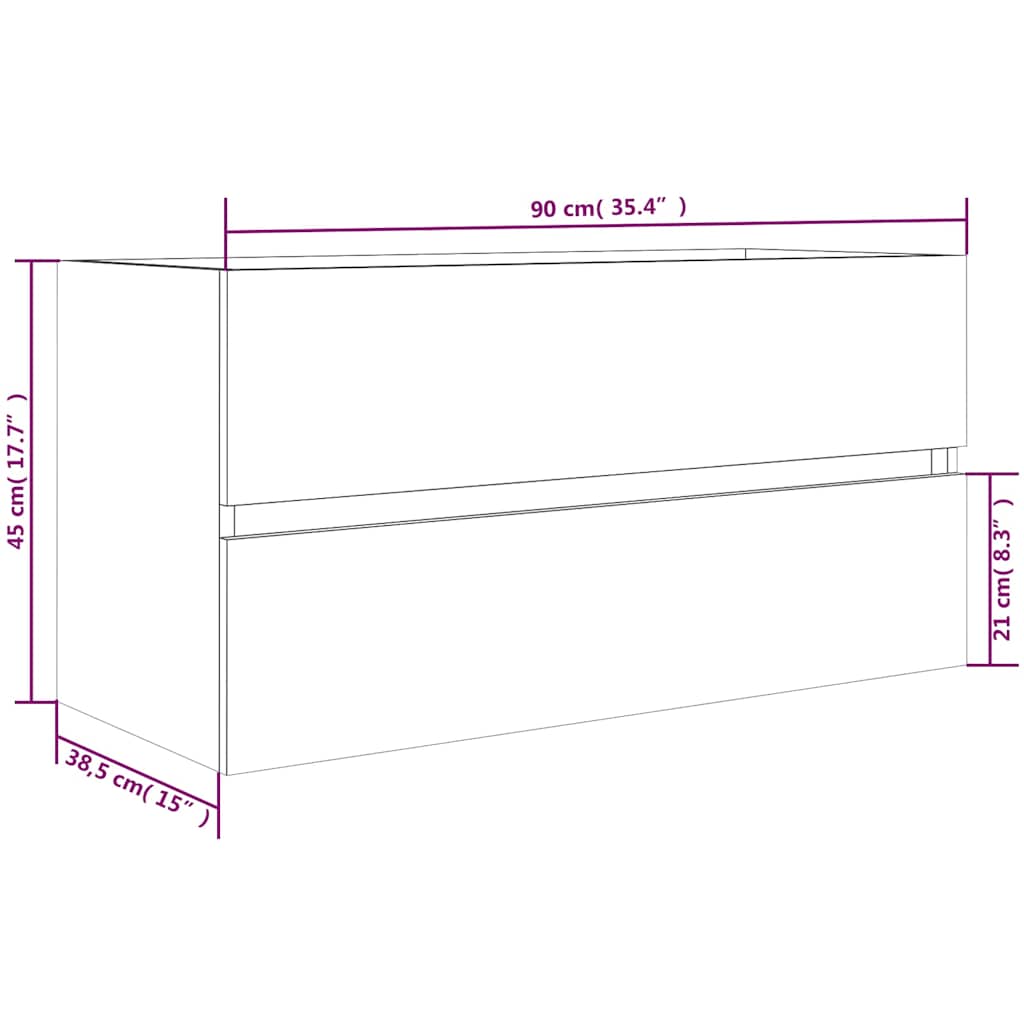 Mobile Sottolavabo Rovere Fumo 90x38,5x45 cm Legno Multistrato