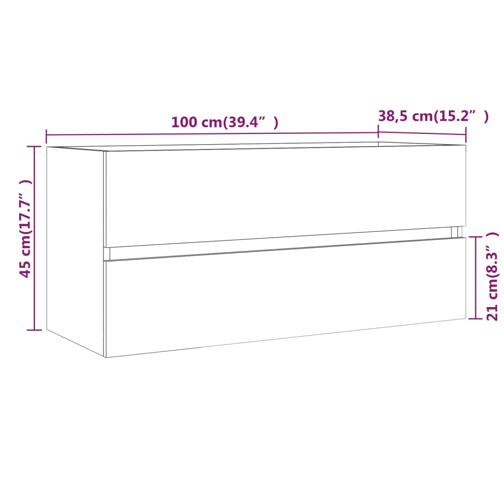 Mobile Lavabo Rovere Fumo 100x38,5x45 cm Legno Multistrato | homemem39