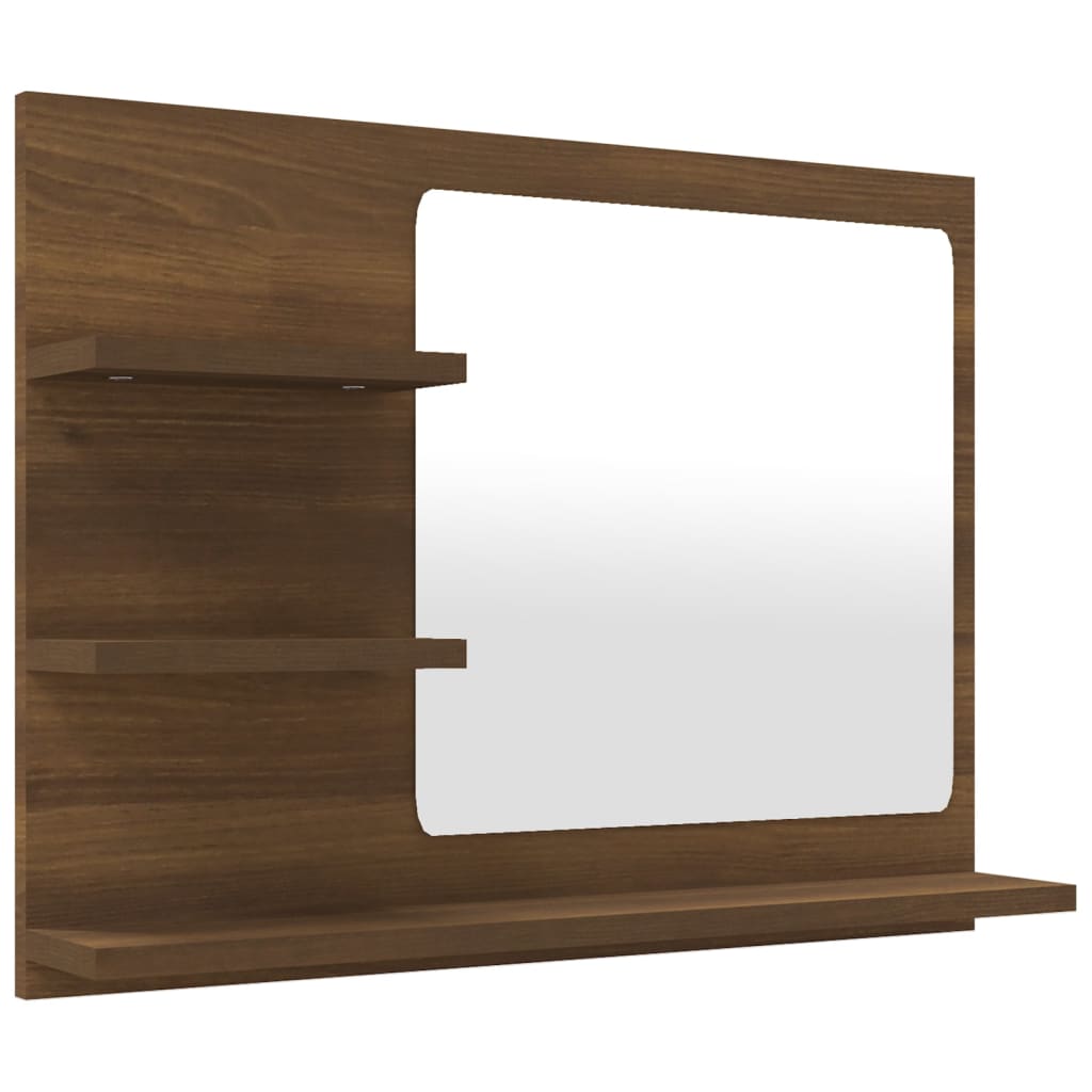 Badezimmerspiegel aus brauner Eiche, 60 x 10,5 x 45 cm, Mehrschichtholz