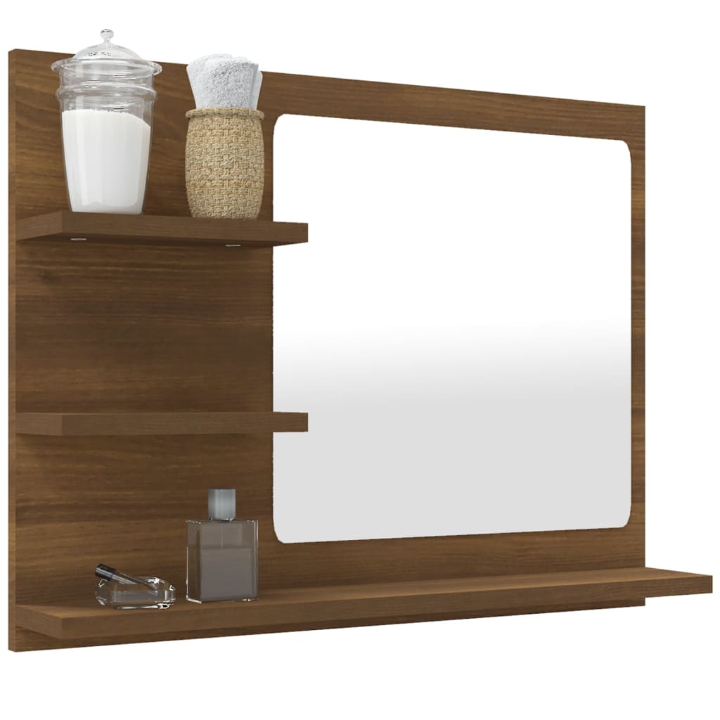 Badezimmerspiegel aus brauner Eiche, 60 x 10,5 x 45 cm, Mehrschichtholz