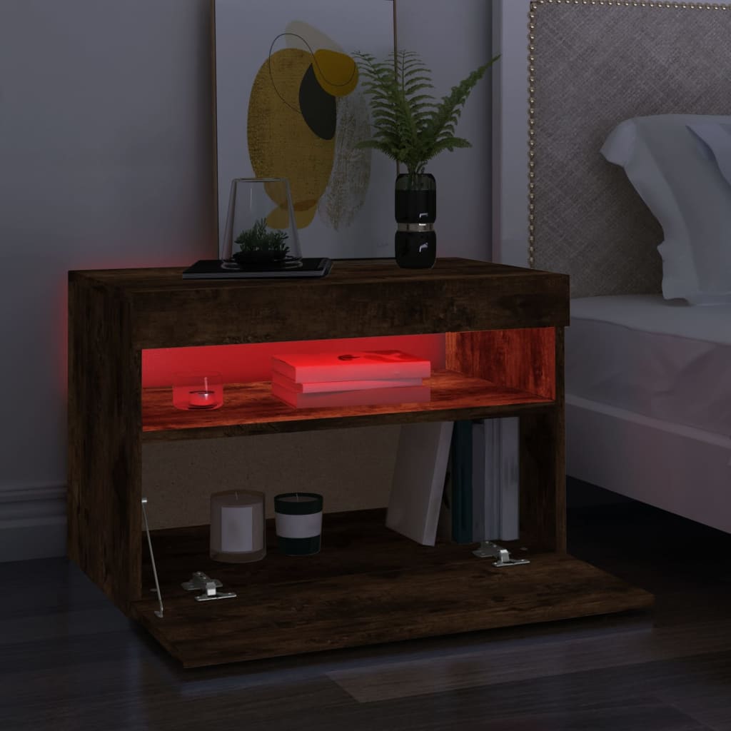 Mobile Porta TV con Luci LED Rovere Fumo 60x35x40 cm - homemem39