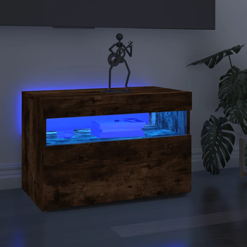 Mobile Porta TV con Luci LED Rovere Fumo 60x35x40 cm - homemem39