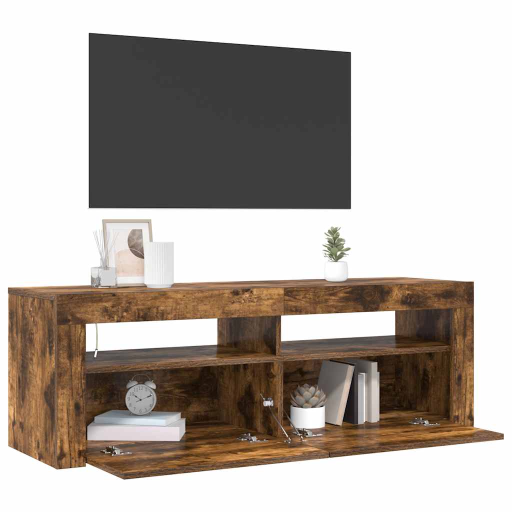 Mobile Porta TV con Luci LED Rovere Fumo 120x35x40 cm - homemem39