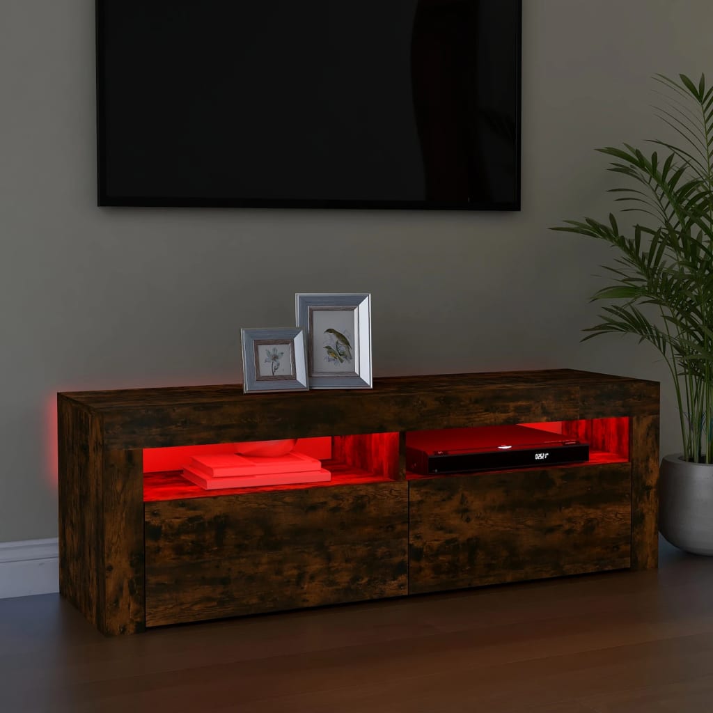 Mobile Porta TV con Luci LED Rovere Fumo 120x35x40 cm - homemem39
