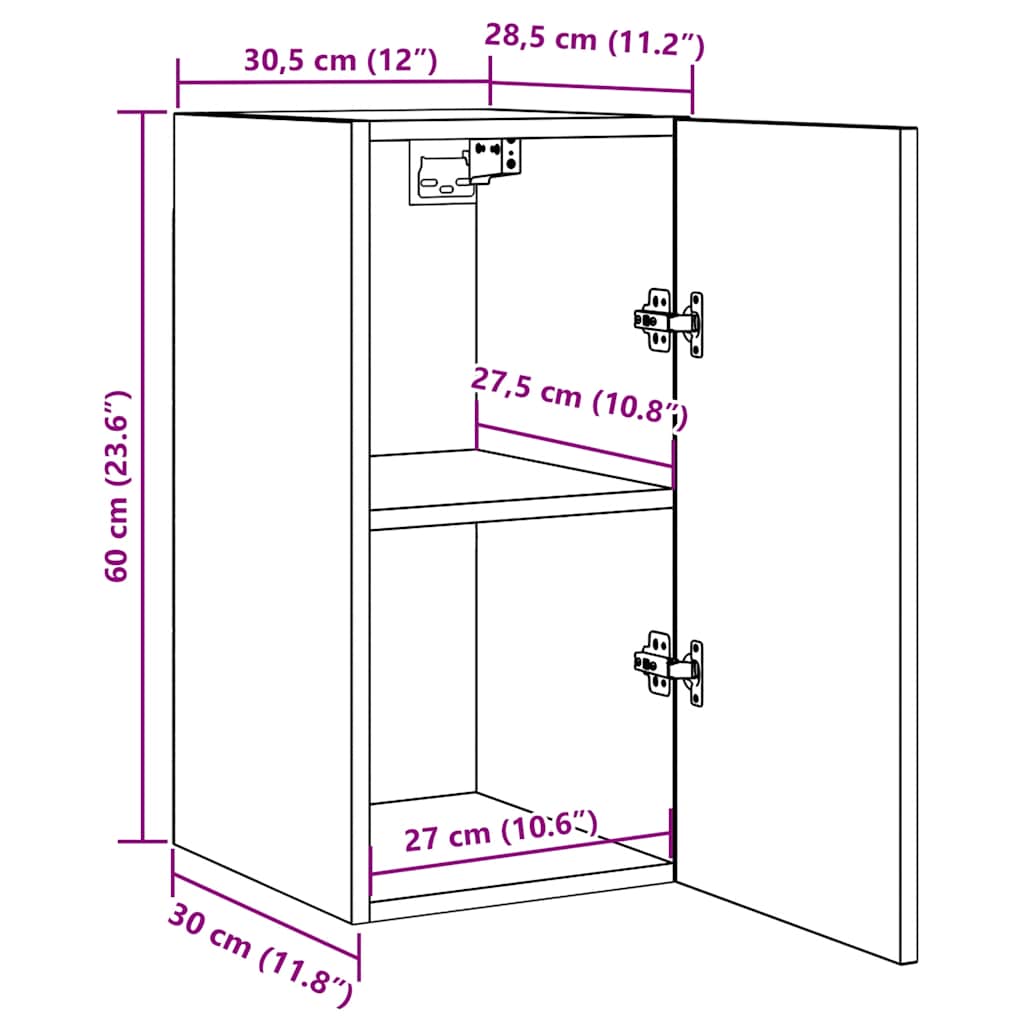 Mobile TV Rovere Marrone 30,5x30x60 cm Legno Multistrato - homemem39