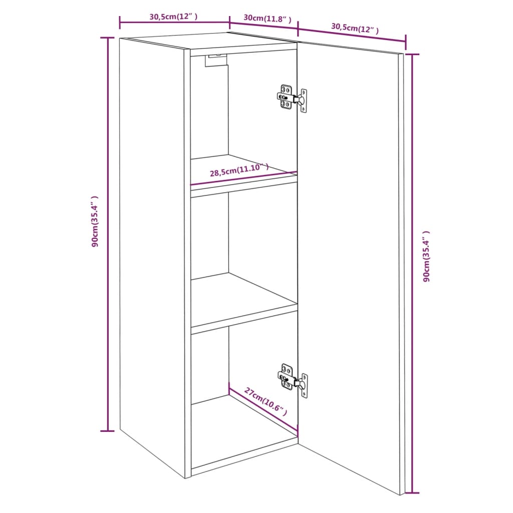 Mobili TV 2 pz Rovere Marrone 30,5x30x90 cm Legno Multistrato - homemem39