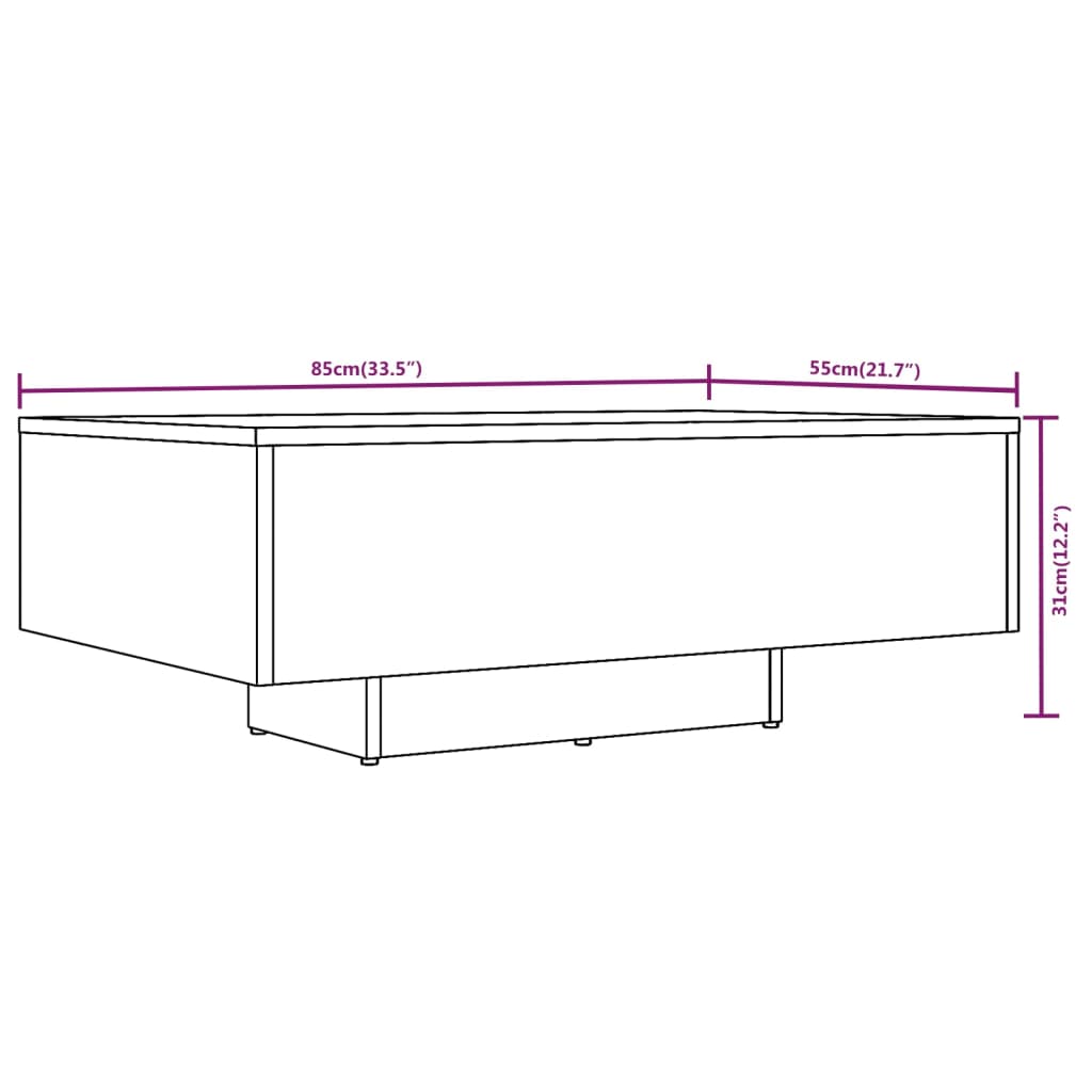 Tavolino da Salotto Rovere Fumo 85x55x31cm in Legno Multistrato | homemem39