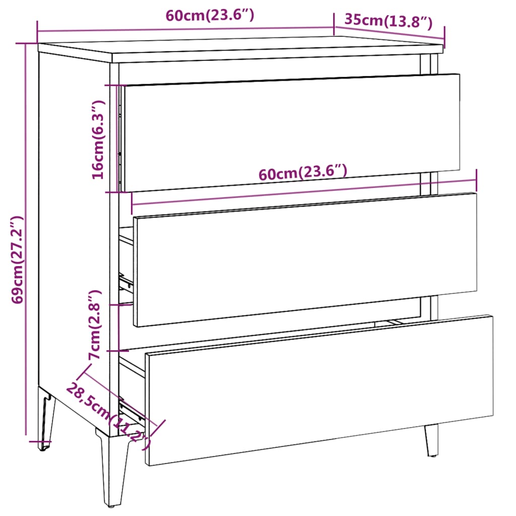 Credenza Grigio Sonoma 60x35x69 cm in Legno Multistrato - homemem39