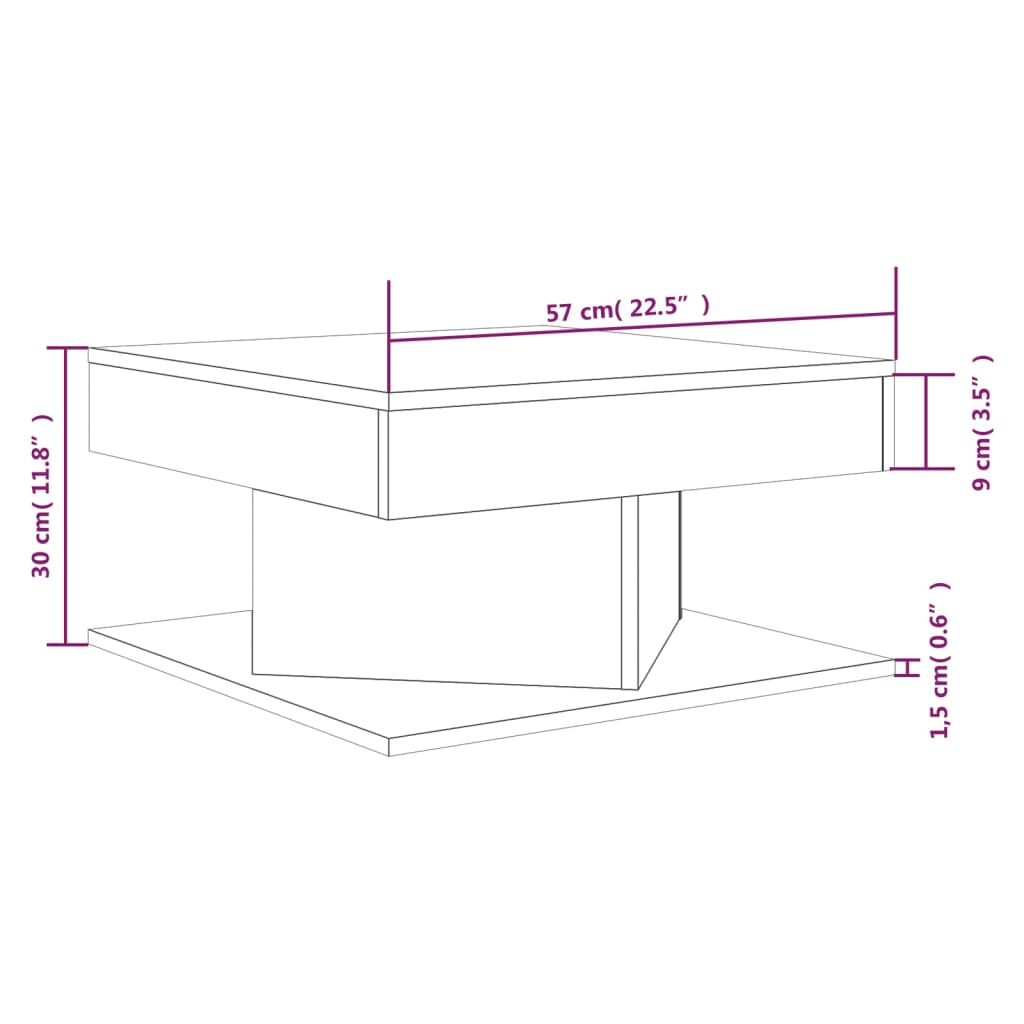 Tavolino da Salotto Rovere Fumo 57x57x30cm in Legno Multistrato | homemem39