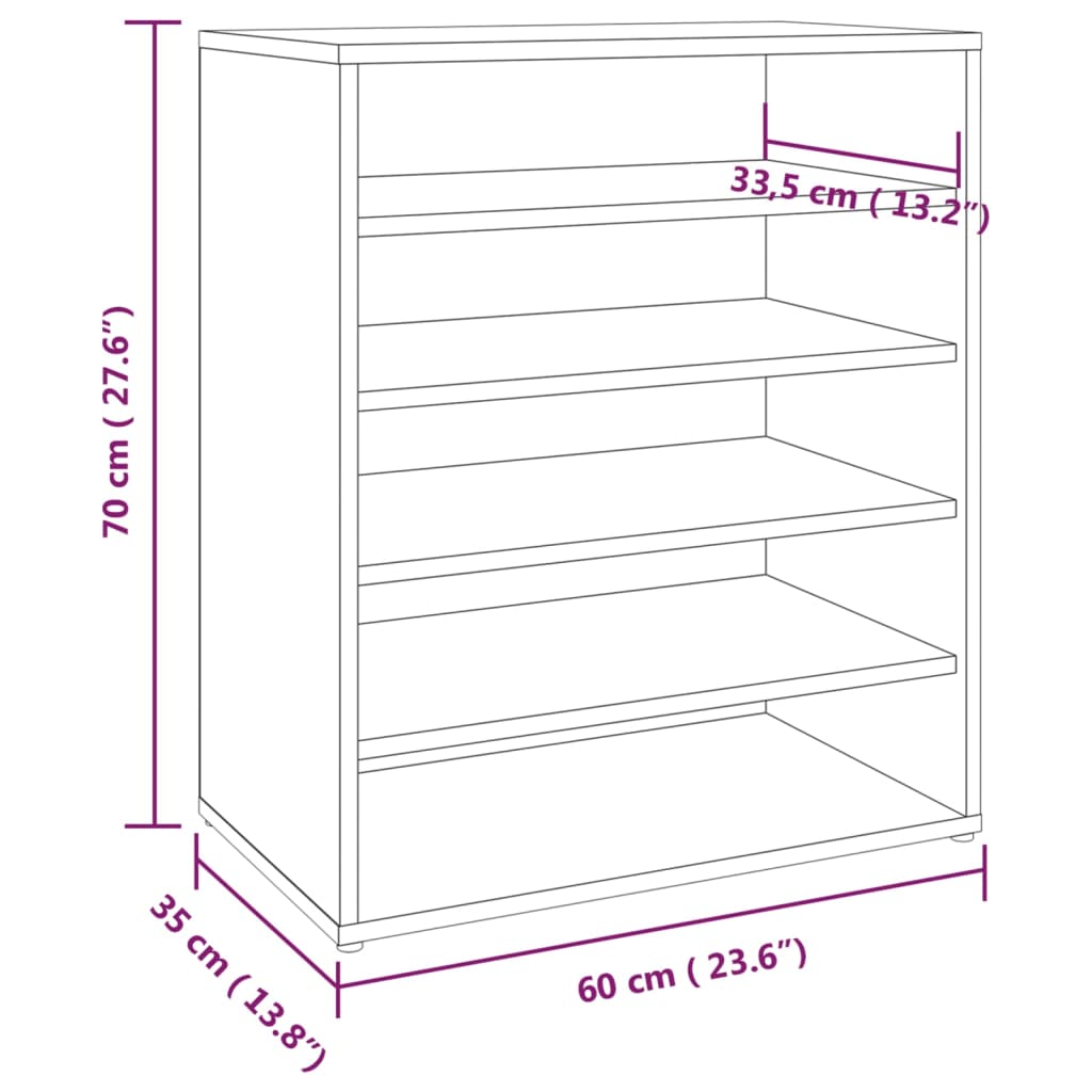 Scarpiera Rovere Fumo 60x35x70 cm in Legno Multistrato