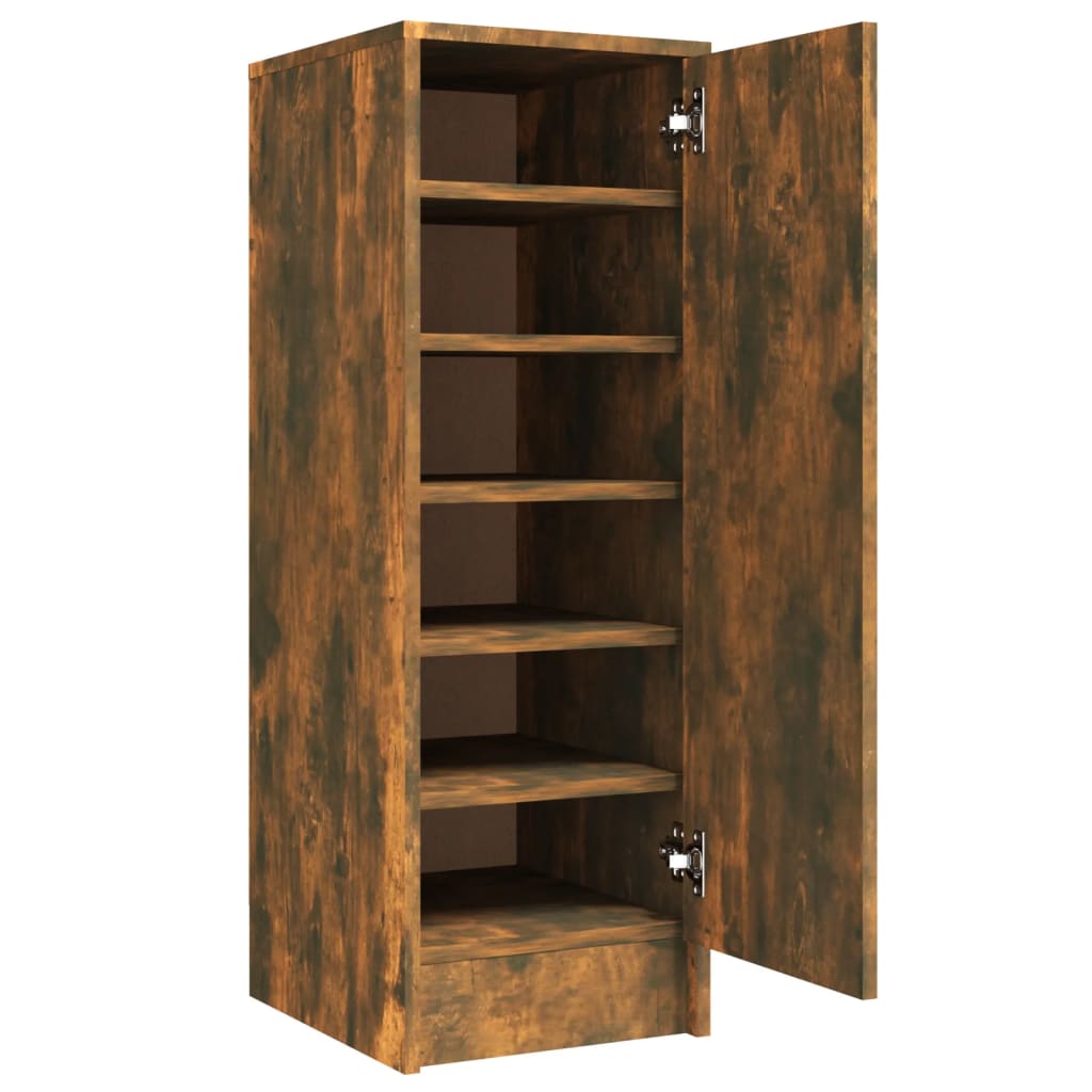 Smoked Oak Shoe Rack 32x35x92 cm in Multilayer Wood