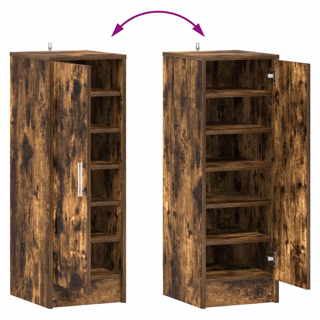 Smoked Oak Shoe Rack 32x35x92 cm in Multilayer Wood