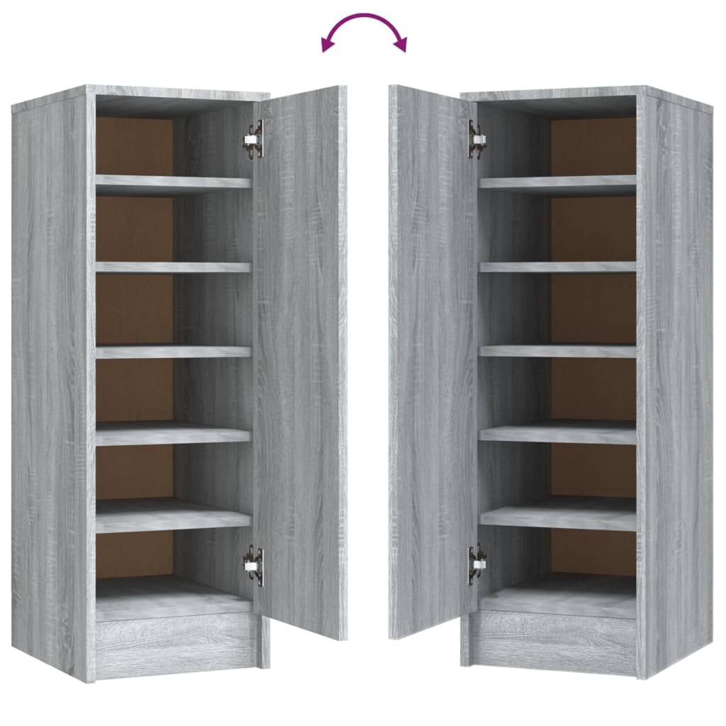 Sonoma Gray Shoe Rack 32x35x92 cm in Multilayer Wood