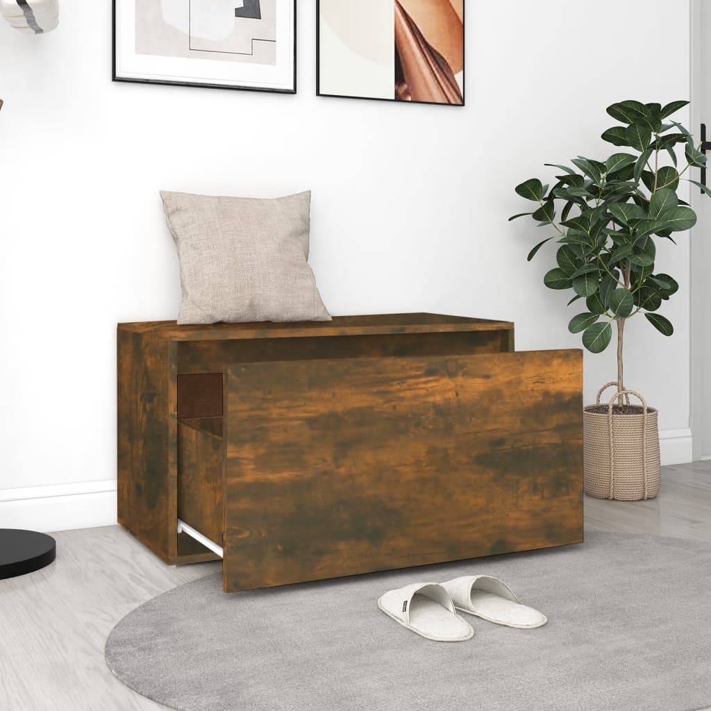 Panca da Ingresso 80x40x45 cm Rovere Fumo in Legno Multistrato - homemem39
