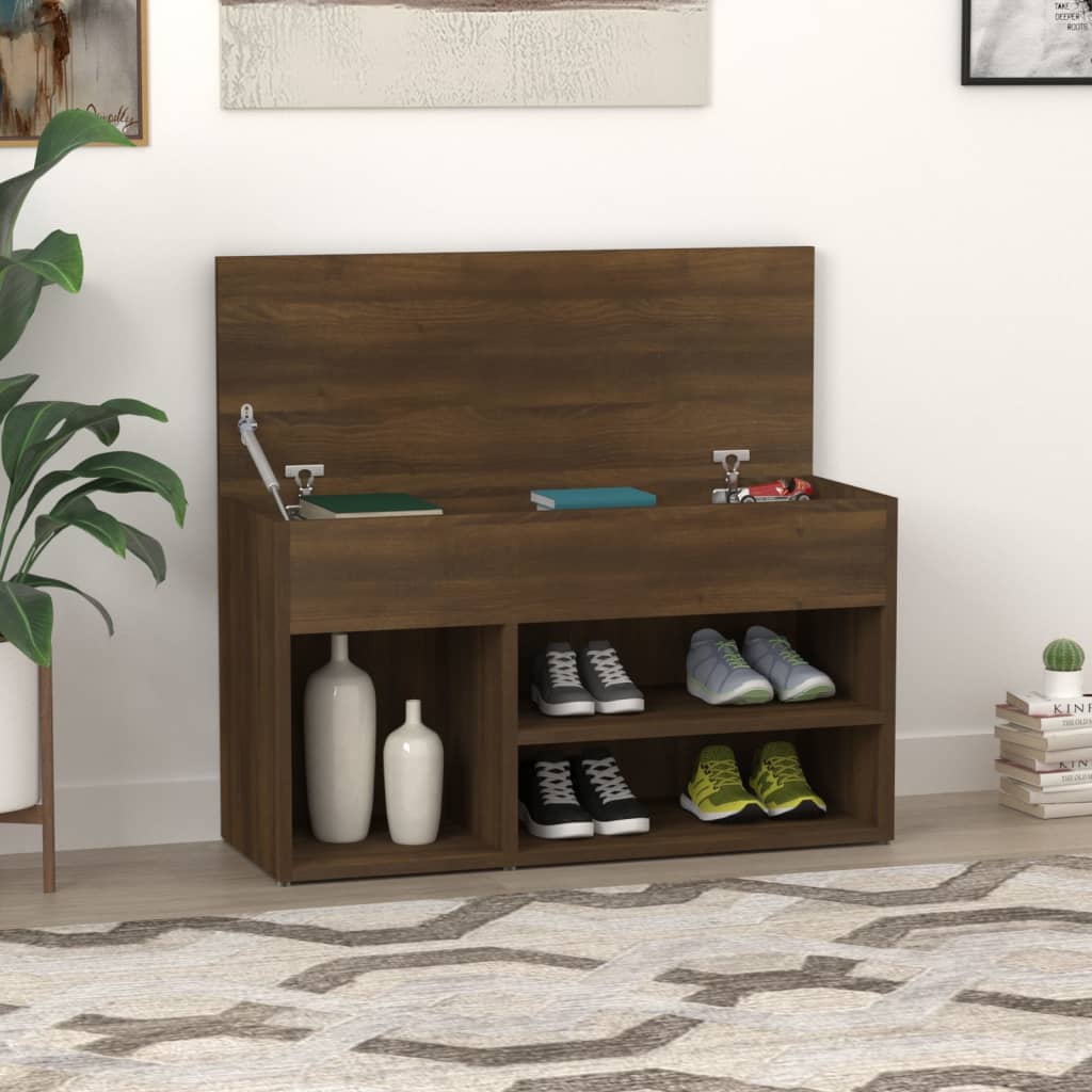 Scarpiera Rovere Marrone 80x30x45 cm in Legno Multistrato - homemem39