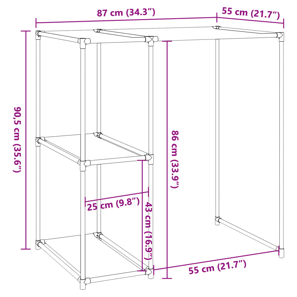 Rastrelliera per Lavatrice Grigia 87x55x90,5 cm Ferro - homemem39