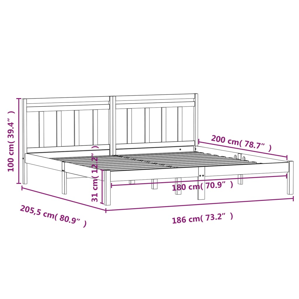 Giroletto Bianco 180x200 cm Super King in Legno Massello | homemem39